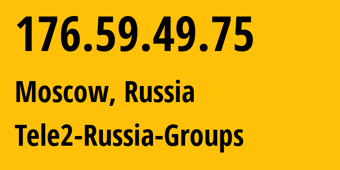 IP-адрес 176.59.49.75 (Москва, Москва, Россия) определить местоположение, координаты на карте, ISP провайдер AS12958 Tele2-Russia-Groups // кто провайдер айпи-адреса 176.59.49.75