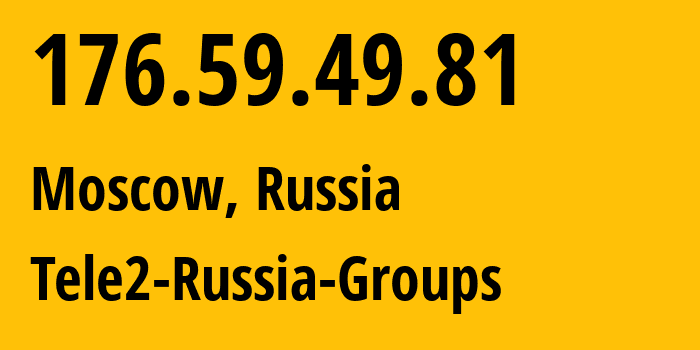 IP address 176.59.49.81 (Moscow, Moscow, Russia) get location, coordinates on map, ISP provider AS12958 Tele2-Russia-Groups // who is provider of ip address 176.59.49.81, whose IP address