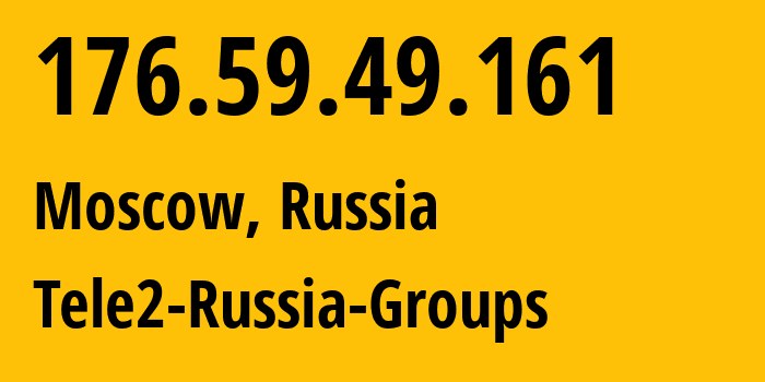 IP-адрес 176.59.49.161 (Москва, Москва, Россия) определить местоположение, координаты на карте, ISP провайдер AS12958 Tele2-Russia-Groups // кто провайдер айпи-адреса 176.59.49.161