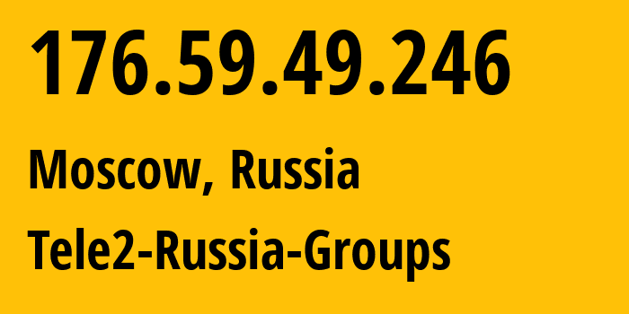 IP address 176.59.49.246 (Moscow, Moscow, Russia) get location, coordinates on map, ISP provider AS12958 Tele2-Russia-Groups // who is provider of ip address 176.59.49.246, whose IP address