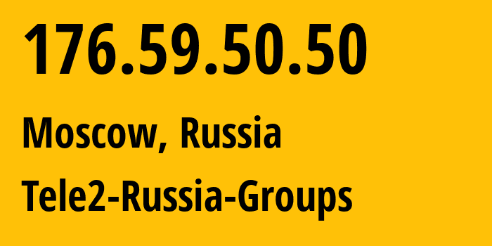 IP address 176.59.50.50 (Moscow, Moscow, Russia) get location, coordinates on map, ISP provider AS12958 Tele2-Russia-Groups // who is provider of ip address 176.59.50.50, whose IP address