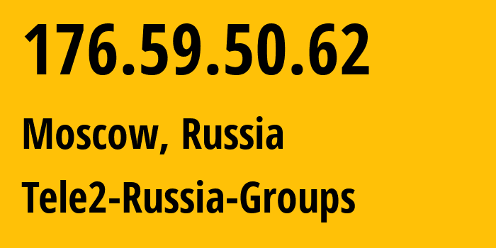 IP address 176.59.50.62 (Moscow, Moscow, Russia) get location, coordinates on map, ISP provider AS12958 Tele2-Russia-Groups // who is provider of ip address 176.59.50.62, whose IP address