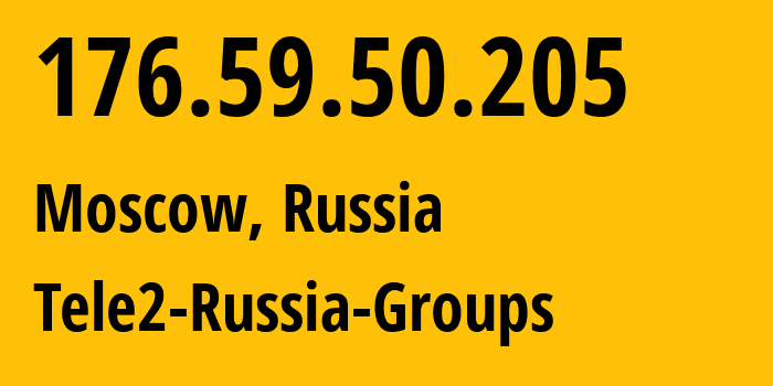 IP address 176.59.50.205 (Moscow, Moscow, Russia) get location, coordinates on map, ISP provider AS12958 Tele2-Russia-Groups // who is provider of ip address 176.59.50.205, whose IP address