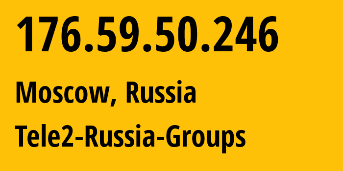 IP-адрес 176.59.50.246 (Москва, Москва, Россия) определить местоположение, координаты на карте, ISP провайдер AS12958 Tele2-Russia-Groups // кто провайдер айпи-адреса 176.59.50.246