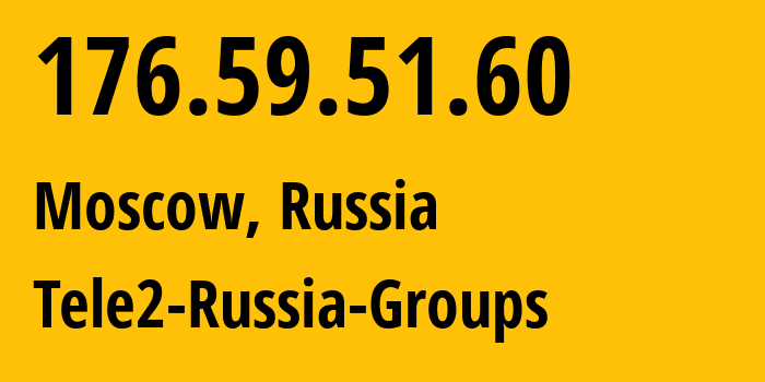 IP-адрес 176.59.51.60 (Москва, Москва, Россия) определить местоположение, координаты на карте, ISP провайдер AS12958 Tele2-Russia-Groups // кто провайдер айпи-адреса 176.59.51.60