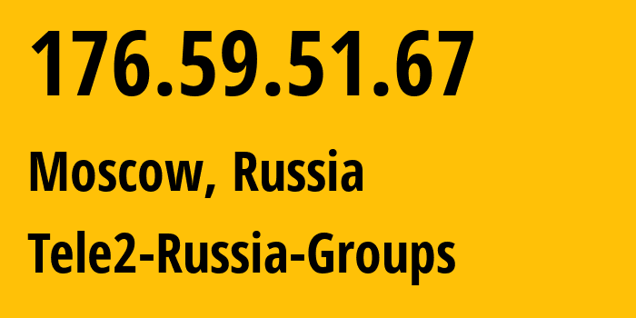 IP address 176.59.51.67 (Moscow, Moscow, Russia) get location, coordinates on map, ISP provider AS12958 Tele2-Russia-Groups // who is provider of ip address 176.59.51.67, whose IP address