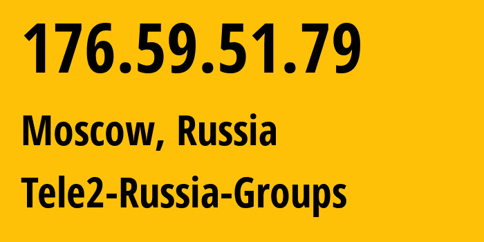 IP-адрес 176.59.51.79 (Москва, Москва, Россия) определить местоположение, координаты на карте, ISP провайдер AS12958 Tele2-Russia-Groups // кто провайдер айпи-адреса 176.59.51.79