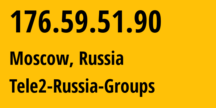IP address 176.59.51.90 (Moscow, Moscow, Russia) get location, coordinates on map, ISP provider AS12958 Tele2-Russia-Groups // who is provider of ip address 176.59.51.90, whose IP address