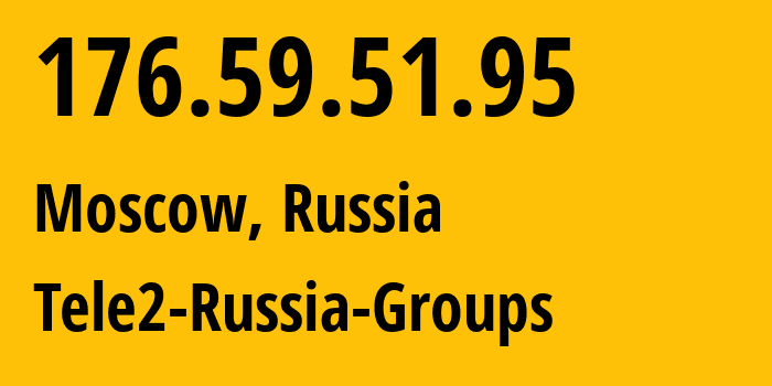 IP address 176.59.51.95 (Moscow, Moscow, Russia) get location, coordinates on map, ISP provider AS12958 Tele2-Russia-Groups // who is provider of ip address 176.59.51.95, whose IP address