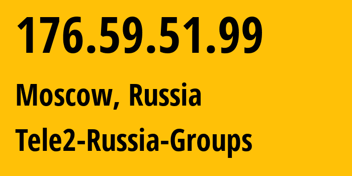 IP address 176.59.51.99 (Moscow, Moscow, Russia) get location, coordinates on map, ISP provider AS12958 Tele2-Russia-Groups // who is provider of ip address 176.59.51.99, whose IP address