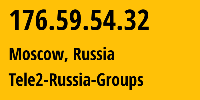 IP-адрес 176.59.54.32 (Москва, Москва, Россия) определить местоположение, координаты на карте, ISP провайдер AS12958 Tele2-Russia-Groups // кто провайдер айпи-адреса 176.59.54.32