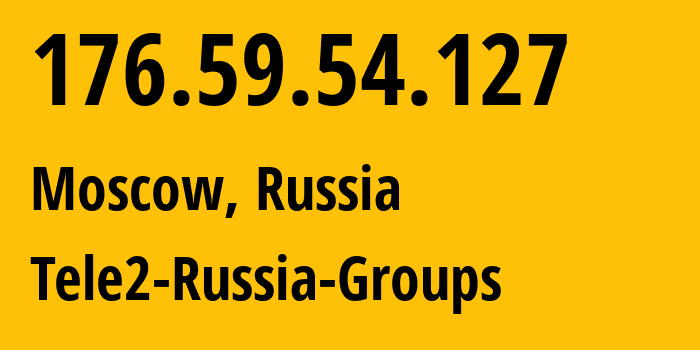 IP address 176.59.54.127 (Moscow, Moscow, Russia) get location, coordinates on map, ISP provider AS12958 Tele2-Russia-Groups // who is provider of ip address 176.59.54.127, whose IP address