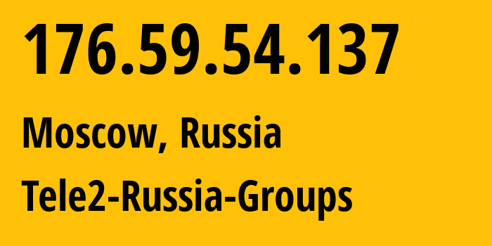 IP-адрес 176.59.54.137 (Москва, Москва, Россия) определить местоположение, координаты на карте, ISP провайдер AS12958 Tele2-Russia-Groups // кто провайдер айпи-адреса 176.59.54.137