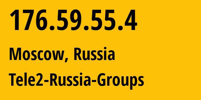 IP-адрес 176.59.55.4 (Москва, Москва, Россия) определить местоположение, координаты на карте, ISP провайдер AS12958 Tele2-Russia-Groups // кто провайдер айпи-адреса 176.59.55.4