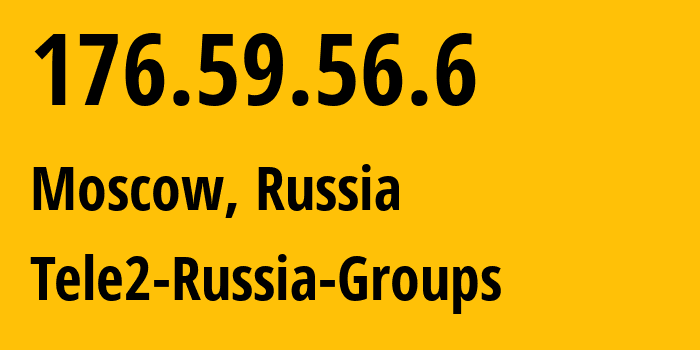 IP-адрес 176.59.56.6 (Москва, Москва, Россия) определить местоположение, координаты на карте, ISP провайдер AS12958 Tele2-Russia-Groups // кто провайдер айпи-адреса 176.59.56.6