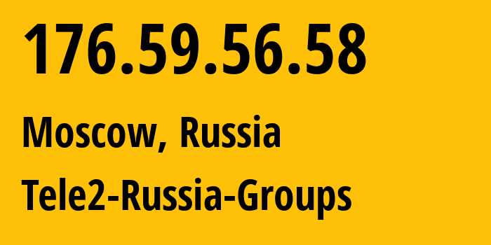 IP address 176.59.56.58 (Moscow, Moscow, Russia) get location, coordinates on map, ISP provider AS12958 Tele2-Russia-Groups // who is provider of ip address 176.59.56.58, whose IP address