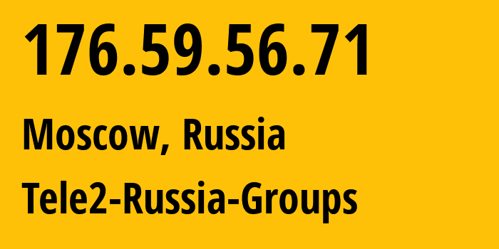 IP address 176.59.56.71 (Moscow, Moscow, Russia) get location, coordinates on map, ISP provider AS12958 Tele2-Russia-Groups // who is provider of ip address 176.59.56.71, whose IP address