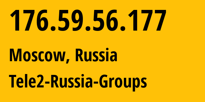 IP address 176.59.56.177 (Moscow, Moscow, Russia) get location, coordinates on map, ISP provider AS12958 Tele2-Russia-Groups // who is provider of ip address 176.59.56.177, whose IP address