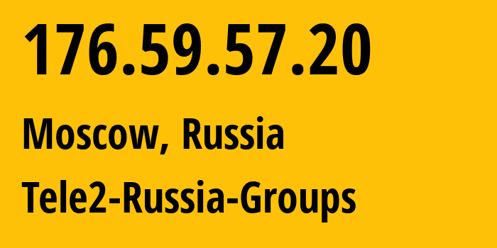 IP-адрес 176.59.57.20 (Москва, Москва, Россия) определить местоположение, координаты на карте, ISP провайдер AS12958 Tele2-Russia-Groups // кто провайдер айпи-адреса 176.59.57.20