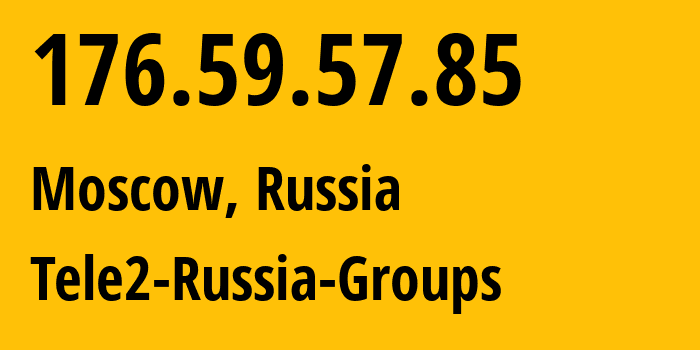 IP-адрес 176.59.57.85 (Москва, Москва, Россия) определить местоположение, координаты на карте, ISP провайдер AS12958 Tele2-Russia-Groups // кто провайдер айпи-адреса 176.59.57.85