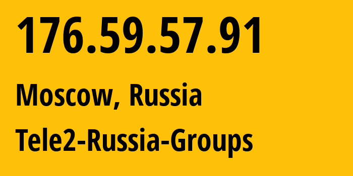 IP-адрес 176.59.57.91 (Москва, Москва, Россия) определить местоположение, координаты на карте, ISP провайдер AS12958 Tele2-Russia-Groups // кто провайдер айпи-адреса 176.59.57.91