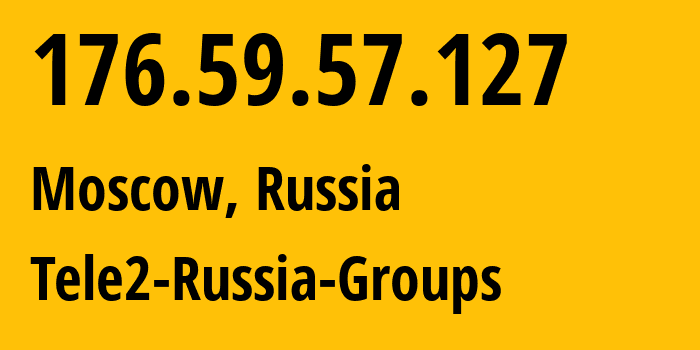 IP address 176.59.57.127 (Moscow, Moscow, Russia) get location, coordinates on map, ISP provider AS12958 Tele2-Russia-Groups // who is provider of ip address 176.59.57.127, whose IP address