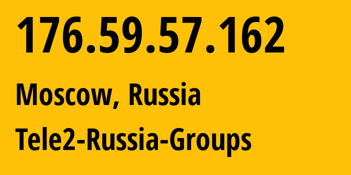 IP address 176.59.57.162 (Moscow, Moscow, Russia) get location, coordinates on map, ISP provider AS12958 Tele2-Russia-Groups // who is provider of ip address 176.59.57.162, whose IP address