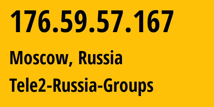 IP address 176.59.57.167 (Moscow, Moscow, Russia) get location, coordinates on map, ISP provider AS12958 Tele2-Russia-Groups // who is provider of ip address 176.59.57.167, whose IP address