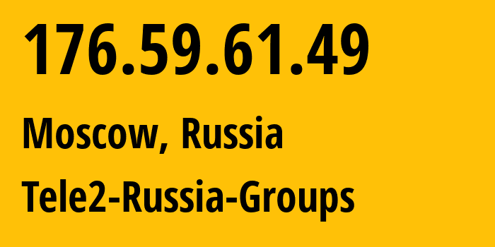 IP-адрес 176.59.61.49 (Москва, Москва, Россия) определить местоположение, координаты на карте, ISP провайдер AS12958 Tele2-Russia-Groups // кто провайдер айпи-адреса 176.59.61.49