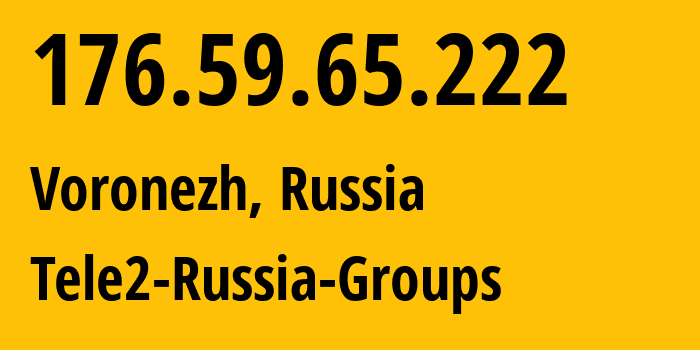 IP address 176.59.65.222 (Voronezh, Voronezh Oblast, Russia) get location, coordinates on map, ISP provider AS42437 Tele2-Russia-Groups // who is provider of ip address 176.59.65.222, whose IP address