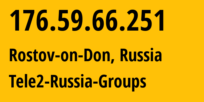 IP-адрес 176.59.66.251 (Ростов-на-Дону, Ростовская Область, Россия) определить местоположение, координаты на карте, ISP провайдер AS42437 Tele2-Russia-Groups // кто провайдер айпи-адреса 176.59.66.251