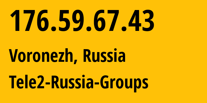 IP address 176.59.67.43 get location, coordinates on map, ISP provider AS42437 Tele2-Russia-Groups // who is provider of ip address 176.59.67.43, whose IP address