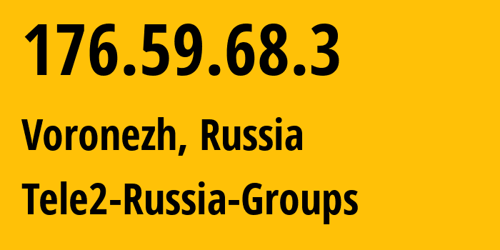 IP-адрес 176.59.68.3 (Воронеж, Воронежская Область, Россия) определить местоположение, координаты на карте, ISP провайдер AS42437 Tele2-Russia-Groups // кто провайдер айпи-адреса 176.59.68.3