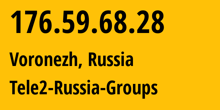 IP address 176.59.68.28 (Voronezh, Voronezh Oblast, Russia) get location, coordinates on map, ISP provider AS42437 Tele2-Russia-Groups // who is provider of ip address 176.59.68.28, whose IP address