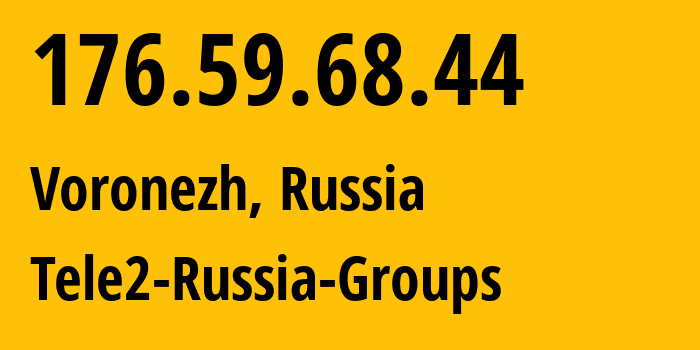 IP address 176.59.68.44 (Voronezh, Voronezh Oblast, Russia) get location, coordinates on map, ISP provider AS42437 Tele2-Russia-Groups // who is provider of ip address 176.59.68.44, whose IP address