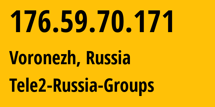 IP-адрес 176.59.70.171 (Воронеж, Воронежская Область, Россия) определить местоположение, координаты на карте, ISP провайдер AS42437 Tele2-Russia-Groups // кто провайдер айпи-адреса 176.59.70.171