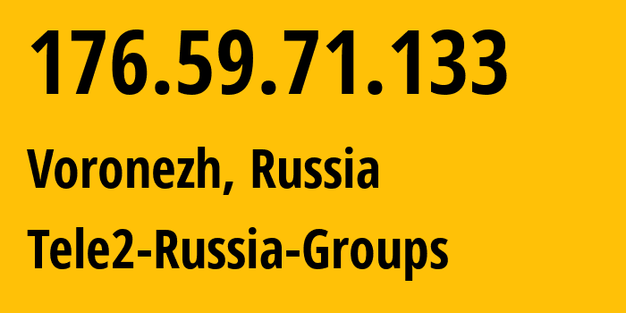 IP address 176.59.71.133 (Voronezh, Voronezh Oblast, Russia) get location, coordinates on map, ISP provider AS42437 Tele2-Russia-Groups // who is provider of ip address 176.59.71.133, whose IP address