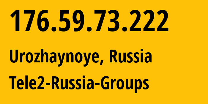 IP address 176.59.73.222 (Urozhaynoye, Stavropol Kray, Russia) get location, coordinates on map, ISP provider AS42437 Tele2-Russia-Groups // who is provider of ip address 176.59.73.222, whose IP address