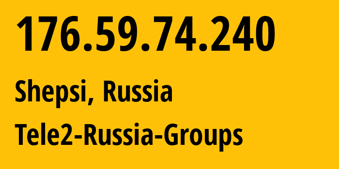 IP-адрес 176.59.74.240 (Шепси, Краснодарский край, Россия) определить местоположение, координаты на карте, ISP провайдер AS42437 Tele2-Russia-Groups // кто провайдер айпи-адреса 176.59.74.240