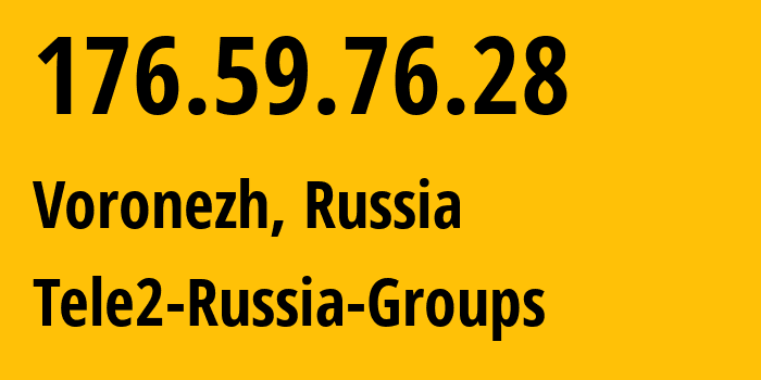 IP address 176.59.76.28 (Voronezh, Voronezh Oblast, Russia) get location, coordinates on map, ISP provider AS39374 Tele2-Russia-Groups // who is provider of ip address 176.59.76.28, whose IP address