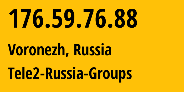 IP address 176.59.76.88 (Voronezh, Voronezh Oblast, Russia) get location, coordinates on map, ISP provider AS39374 Tele2-Russia-Groups // who is provider of ip address 176.59.76.88, whose IP address