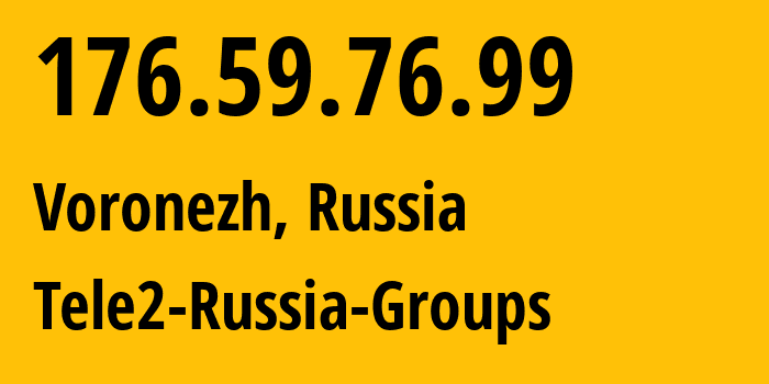 IP address 176.59.76.99 (Voronezh, Voronezh Oblast, Russia) get location, coordinates on map, ISP provider AS39374 Tele2-Russia-Groups // who is provider of ip address 176.59.76.99, whose IP address
