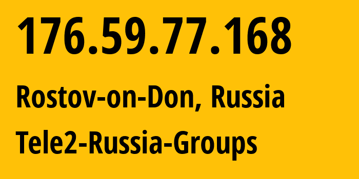 IP-адрес 176.59.77.168 (Ростов-на-Дону, Ростовская Область, Россия) определить местоположение, координаты на карте, ISP провайдер AS39374 Tele2-Russia-Groups // кто провайдер айпи-адреса 176.59.77.168