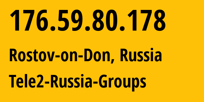 IP address 176.59.80.178 (Rostov-on-Don, Rostov Oblast, Russia) get location, coordinates on map, ISP provider AS39374 Tele2-Russia-Groups // who is provider of ip address 176.59.80.178, whose IP address