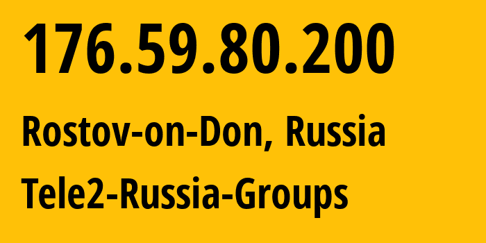 IP-адрес 176.59.80.200 (Ростов-на-Дону, Ростовская Область, Россия) определить местоположение, координаты на карте, ISP провайдер AS39374 Tele2-Russia-Groups // кто провайдер айпи-адреса 176.59.80.200