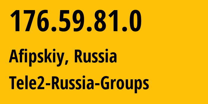 IP address 176.59.81.0 (Afipskiy, Krasnodar Krai, Russia) get location, coordinates on map, ISP provider AS39374 Tele2-Russia-Groups // who is provider of ip address 176.59.81.0, whose IP address