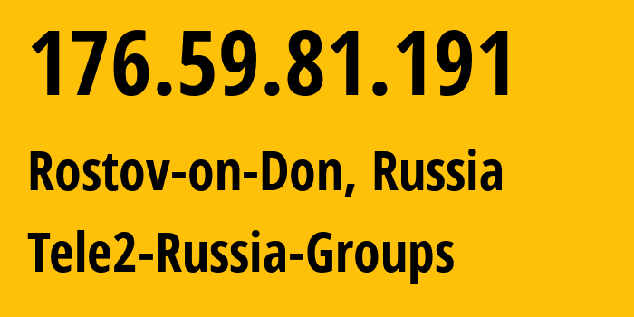 IP address 176.59.81.191 (Rostov-on-Don, Rostov Oblast, Russia) get location, coordinates on map, ISP provider AS39374 Tele2-Russia-Groups // who is provider of ip address 176.59.81.191, whose IP address