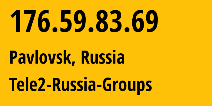 IP address 176.59.83.69 (Pavlovsk, Voronezh Oblast, Russia) get location, coordinates on map, ISP provider AS39374 Tele2-Russia-Groups // who is provider of ip address 176.59.83.69, whose IP address