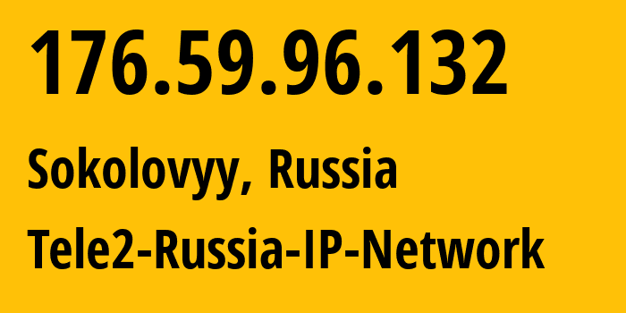 IP-адрес 176.59.96.132 (Соколовый, Саратовская Область, Россия) определить местоположение, координаты на карте, ISP провайдер AS48092 Tele2-Russia-IP-Network // кто провайдер айпи-адреса 176.59.96.132