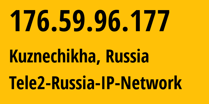 IP address 176.59.96.177 (Kuznechikha, Nizhny Novgorod Oblast, Russia) get location, coordinates on map, ISP provider AS48092 Tele2-Russia-IP-Network // who is provider of ip address 176.59.96.177, whose IP address